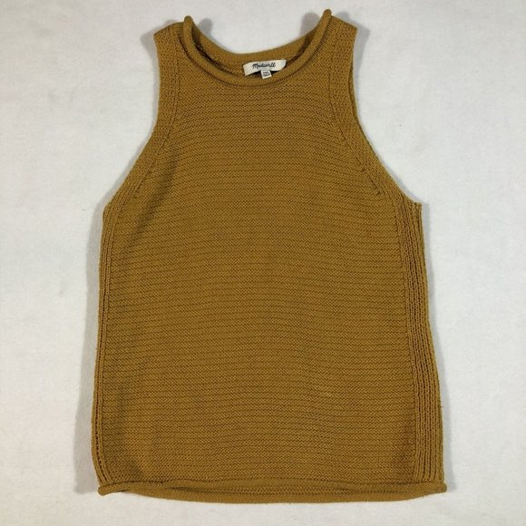 Madewell Tops - Madewell Womens XXS Chunky Knit Sweater Tank Top Ribbed Fall Gold Mustard